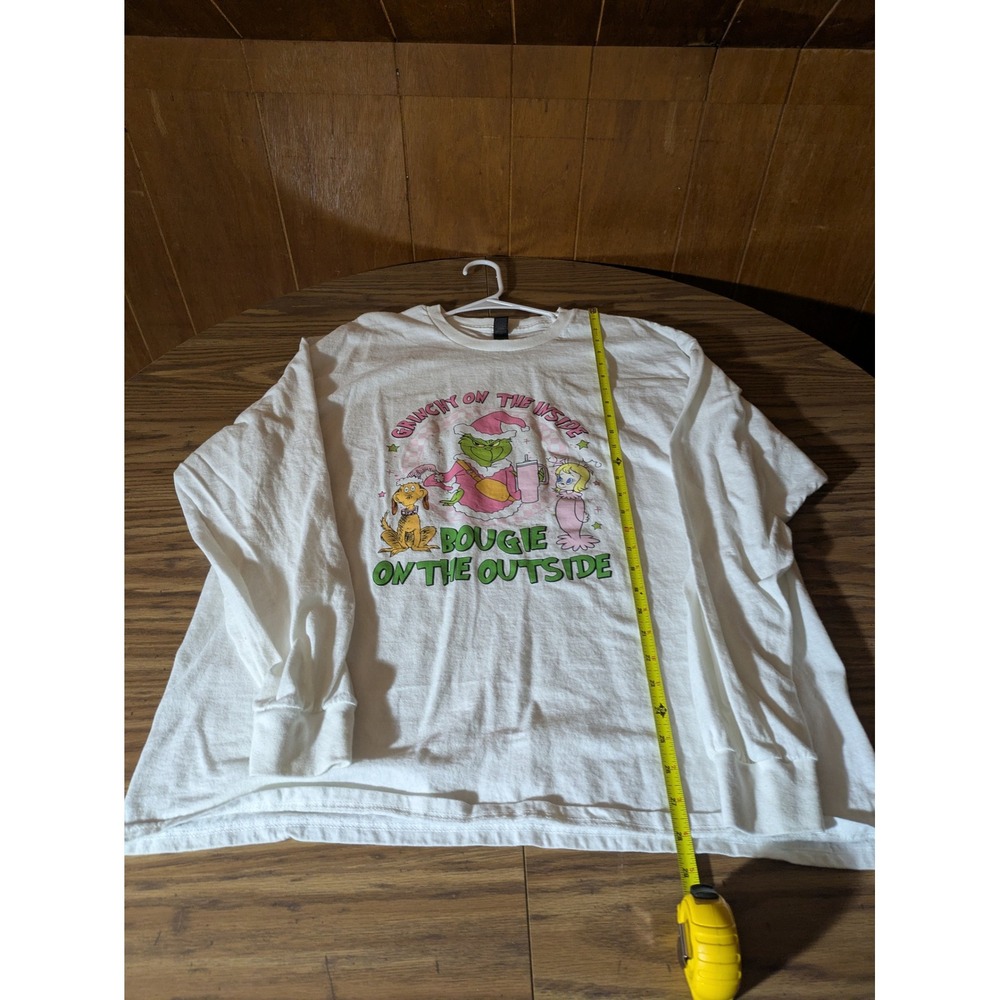 Gildan Grinchy on the Inside Bougie on the Outside Long Sleeve Tee White XL